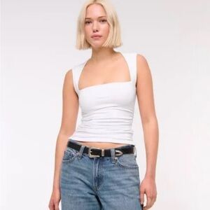 Abercrombie & Fitch White Square-Neck Crop Top